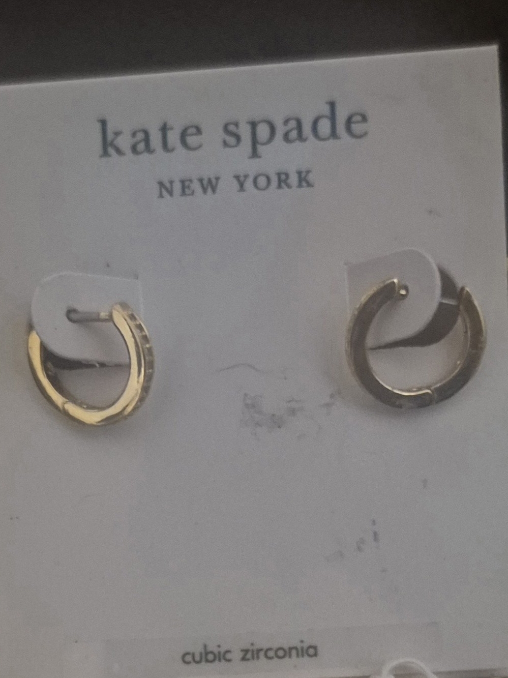 Kate Spade earrings With Cubic Zirconia display card